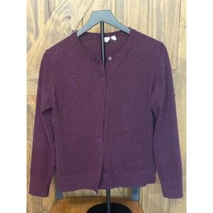 GAP Women's Burgundy Speckle Cardigan Sweater Size L